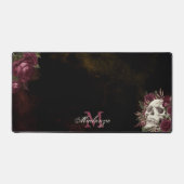 Skull Roos Monogram Name Burgundy Grunge Dark Bureaumat (Voorkant)