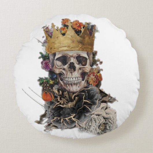 Skull Round Pillow Rond Kussen (Voorkant)