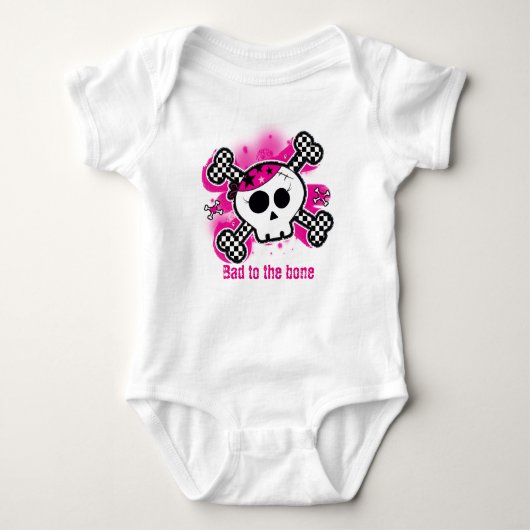 Skull Roze Baby Gepersonaliseerde Custom One Piece Romper (Voorkant)