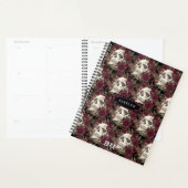 Skull Rozen Burgundy Black Pattern, gepersonalisee Planner (Display)