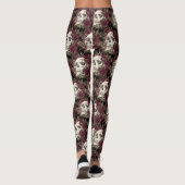 Skull Rozen Burgundy Black Pattern Personalized Sk Leggings (Achterkant)