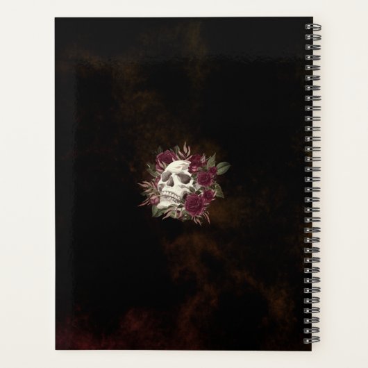 Skull Rozen Burgundy Dark Grunge Persoonlijk Planner (Achterkant)