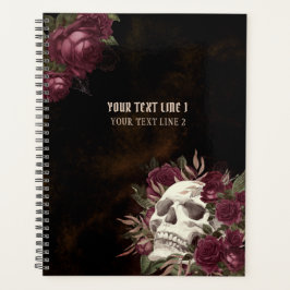 Skull Rozen Burgundy Dark Grunge Persoonlijk Planner