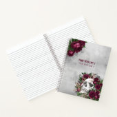 Skull Rozen Burgundy Gray Grunge Persoonlijk Notitieboek (Binnen)