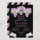 Skull & Rozen R.I.P. vrijgezellenfeest uitnodiging (Voorkant / Achterkant)