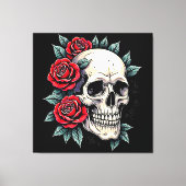 Skull Rozen Tattoo Art Canvas Afdruk (Voorkant)