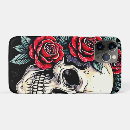 Skull Rozen Tattoo Art Case-Mate iPhone Case (Achterkant (horizontaal))