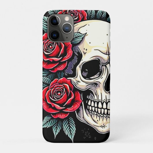 Skull Rozen Tattoo Art Case-Mate iPhone Case (Achterkant)