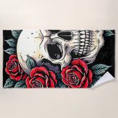 Skull Rozen Tattoo Art Strandlaken (Voorkant)