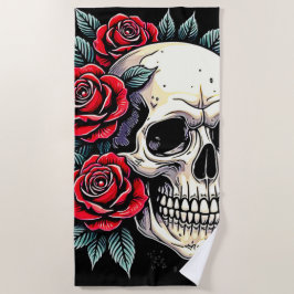 Skull Rozen Tattoo Art Strandlaken