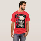 Skull Rozen Tattoo Art T-shirt (Voorkant volledig)