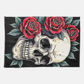 Skull Rozen Tattoo Art Theedoek (Horizontaal)