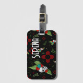 Skull Rozen Zia Sun Greenery Zwart Nieuw Mexico Bagagelabel (Voorkant (verticaal))