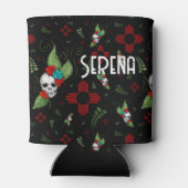 Skull Rozen Zia Sun Greenery Zwart Nieuw Mexico Blikjeskoeler (Achterkant)