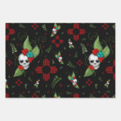 Skull Rozen Zia Sun Greenery Zwart Nieuw Mexico Inpakpapier Vel (Voorkant 2)