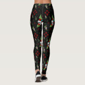 Skull Rozen Zia Sun Greenery Zwart Nieuw Mexico Leggings (Achterkant)