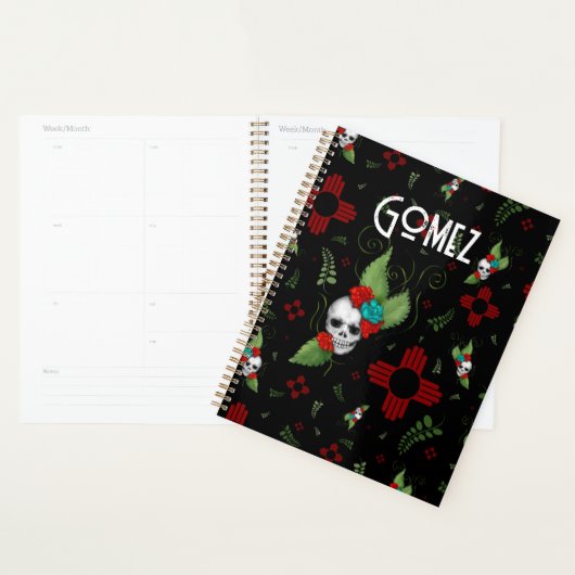 Skull Rozen Zia Sun Greenery Zwart Nieuw Mexico Planner (Display)