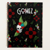 Skull Rozen Zia Sun Greenery Zwart Nieuw Mexico Planner (Voorkant)