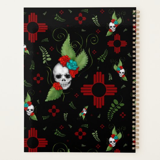 Skull Rozen Zia Sun Greenery Zwart Nieuw Mexico Planner (Achterkant)