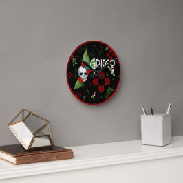 Skull Rozen Zia Sun Greenery Zwart Nieuw Mexico Ronde Klok