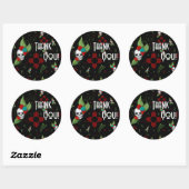 Skull Rozen Zia Sun Greenery Zwart Nieuw Mexico Ronde Sticker (Vel)
