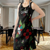 Skull Rozen Zia Sun Greenery Zwart Nieuw Mexico Schort