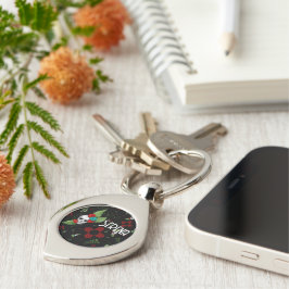 Skull Rozen Zia Sun Greenery Zwart Nieuw Mexico Sleutelhanger