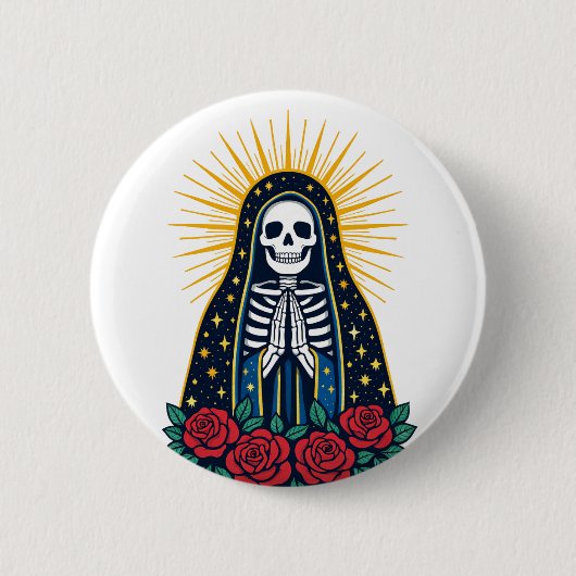 Skull Saint Ronde Button 5,7 Cm (Voorkant)