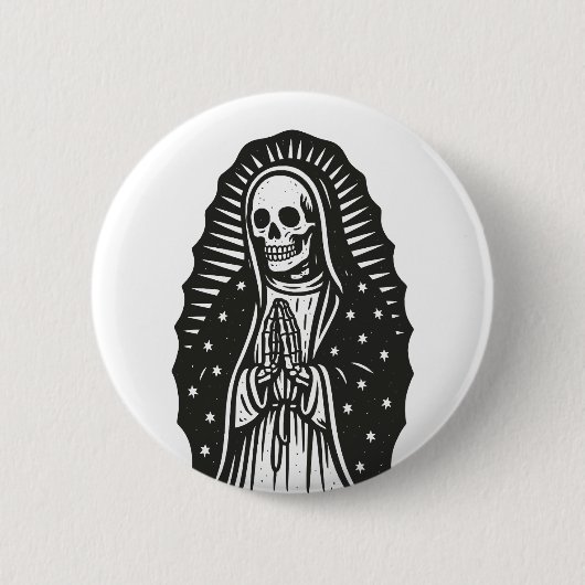 Skull Saint Ronde Button 5,7 Cm (Voorkant)