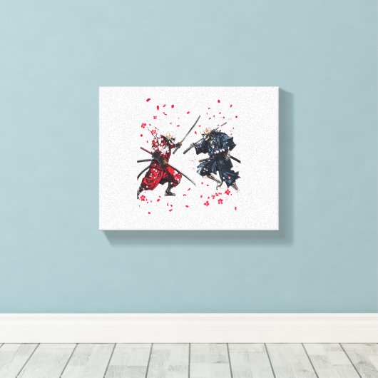 Skull Samurai Duel Canvas Afdruk (Insitu (Houten vloer))