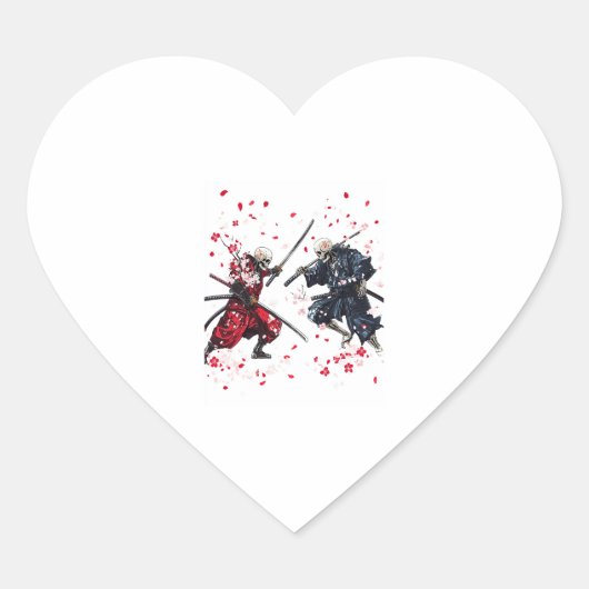 Skull Samurai Duel Hart Sticker (Voorkant)