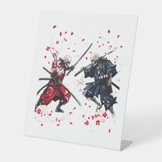 Skull Samurai Duel Reclamebord Met Voetstuk (Voorkant)