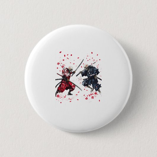 Skull Samurai Duel Ronde Button 5,7 Cm (Voorkant)