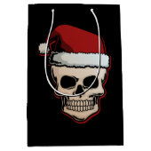 Skull Santa Claus Head Funny Xmas Holiday Giften Medium Cadeauzakje (Voorkant)