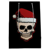 Skull Santa Claus Head Funny Xmas Holiday Giften Medium Cadeauzakje (Achterkant)