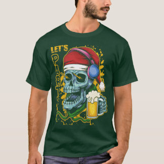 Skull Santa Lets Beer Party T-shirt