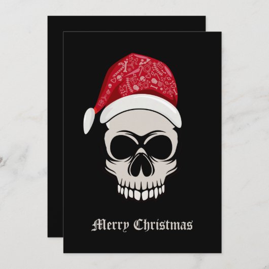 Skull Santa Merry kerstfeestdag Kaart (Voorkant / Achterkant)