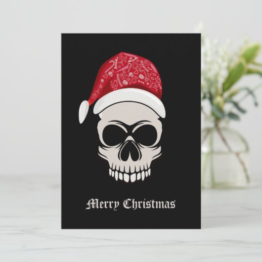 Skull Santa Merry kerstfeestdag Kaart (Staand voorkant)