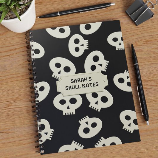 Skull School Notes Zwart gepersonaliseerd Notitieb Notitieboek