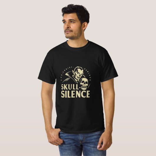 Skull-Silence: een minimalistische vampier T-shirt (Voorkant volledig)