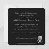 Skull Silver Glitter Kijk Halloween Party Invite Kaart (Achterkant)