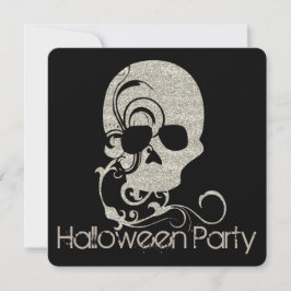 Skull Silver Glitter Kijk Halloween Party Invite Kaart
