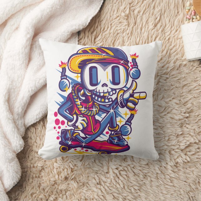 Skull Skater Throw Pillow Kussen (Deken)