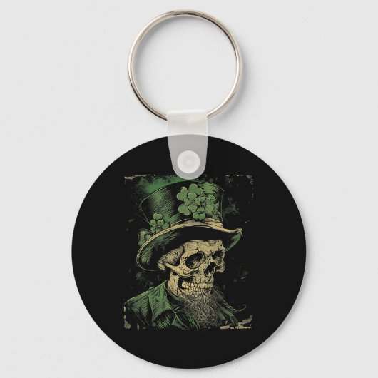 Skull Skelet - Leprechaun St. Patrick's Day Sain Sleutelhanger (Voorkant)