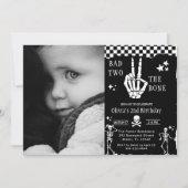 Skull Skeleton Bad to the Bone 2nd Birthday Kaart (Voorkant)