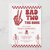 Skull Skeleton Bad to the Bone 2nd Birthday Kaart (Voorkant)