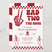 Skull Skeleton Bad to the Bone 2nd Birthday Kaart (Voorkant / Achterkant)