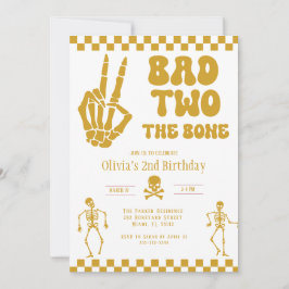 Skull Skeleton Bad to the Bone 2nd Birthday Kaart