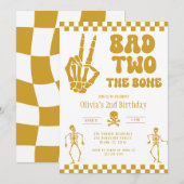 Skull Skeleton Bad to the Bone 2nd Birthday Kaart (Voorkant / Achterkant)