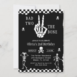 Skull Skeleton Bad to the Bone 2nd Birthday Kaart